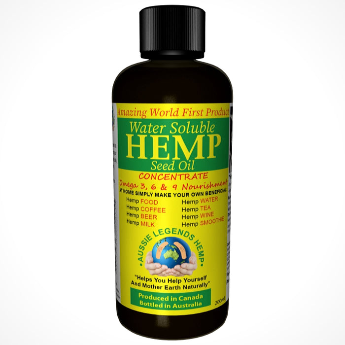 Water Soluble Hemp Seed Oil Concentrate 200ml by Aussie Legends Hemp