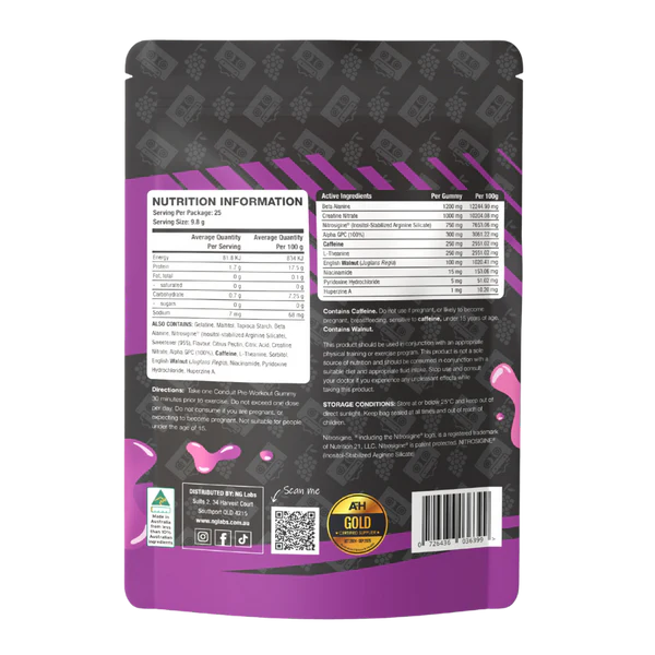 Conduit Pre Workout Gummies (Updated Formula) by Nature Gains