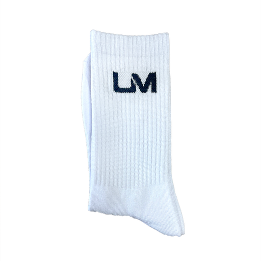 Crew Socks White with Black Logo UM Sports