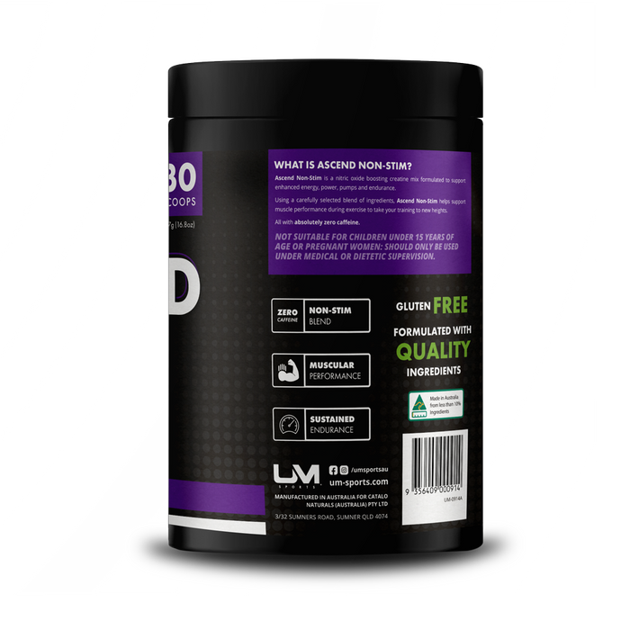 Ascend Pre-Workout Non-Stim Grape Glory by UM Sports | Prevously In-Cel Pre-Workout Urban Muscle
