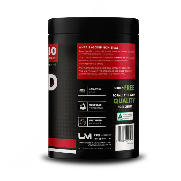 Ascend Pre-Workout Non-Stim Watermelon Wonder  by UM Sports | Prevously In-Cel Pre-Workout Urban Muscle