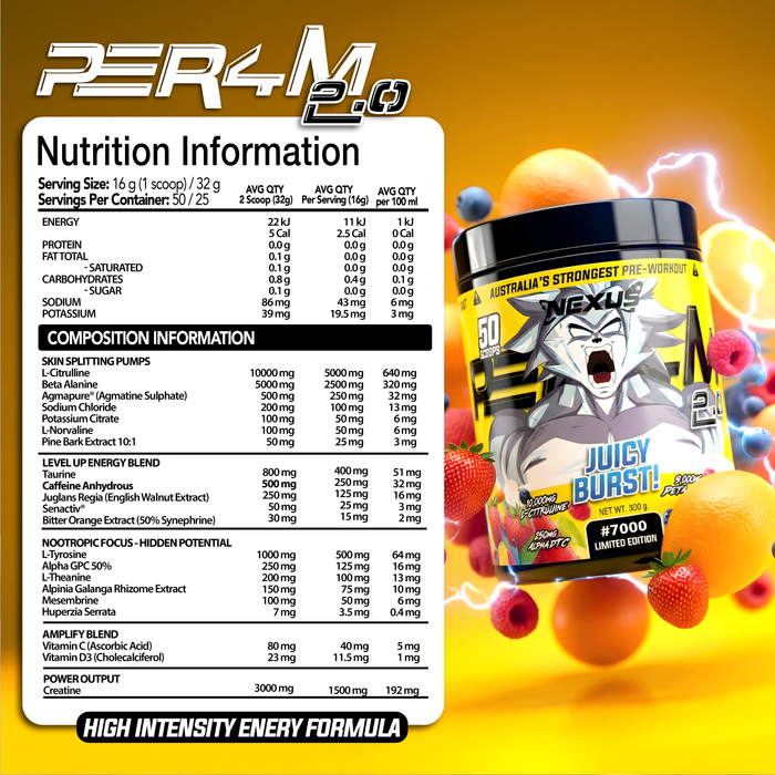 Per4m 2.0 High Stim Pre Workout by Nexus Sports Nutrition