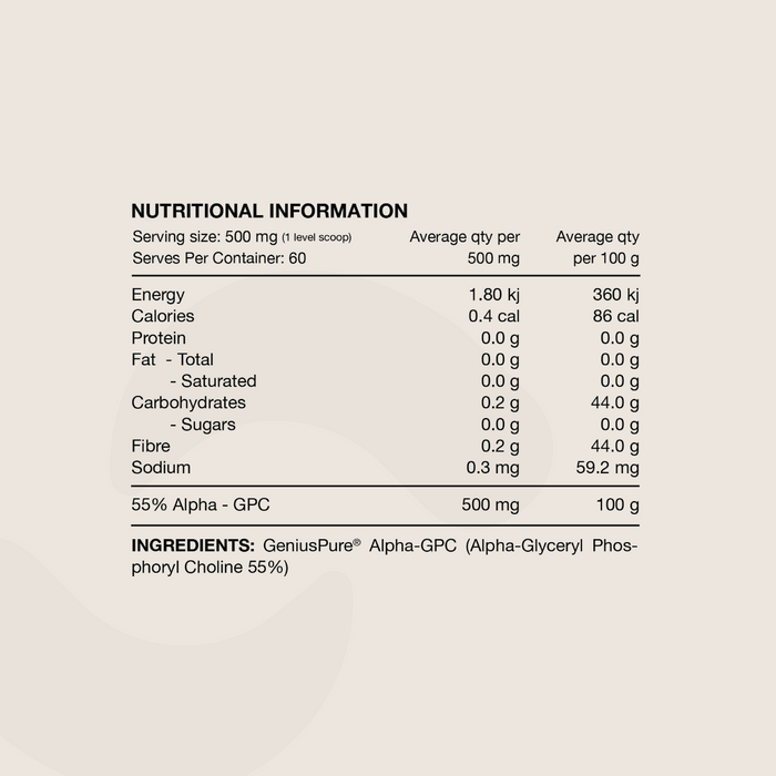 Alpha GPC 55% Genius Pure by Switch Nutrition