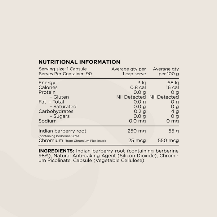 97% Pure Berberine HCL (250 mg) + Chromium (50mcg) by Switch Nutrition