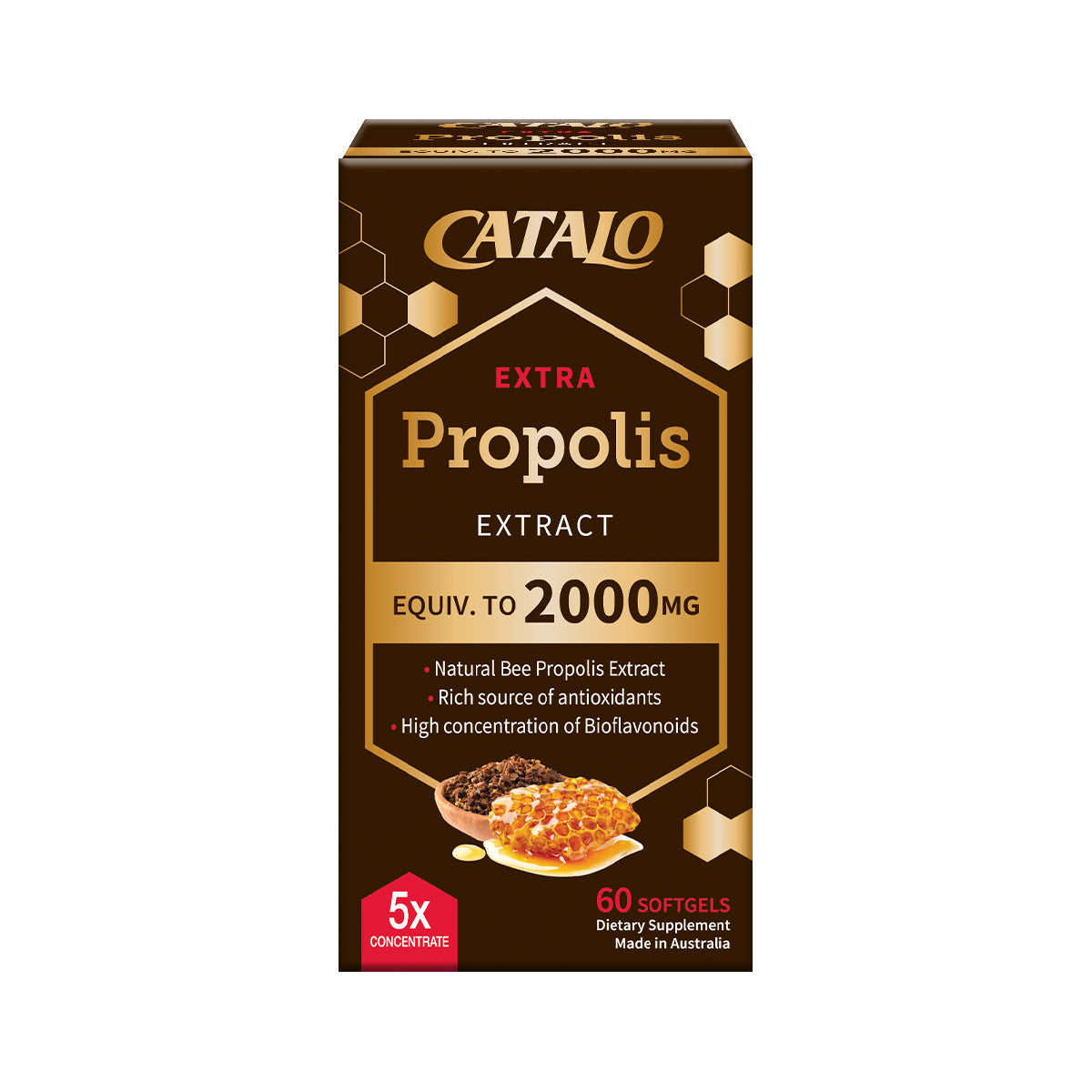Extra Propolis Extract 2000 mg (5X Concentrate) 60 Caps by CATALO ...